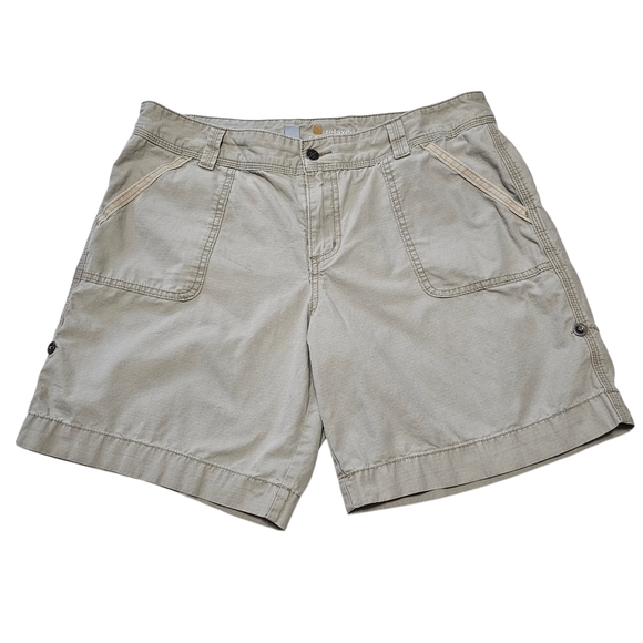 Carhartt Pants - Carhartt Women's Relaxed Fit Adjustable Cuff Shorts In Khaki Beige Sz 16